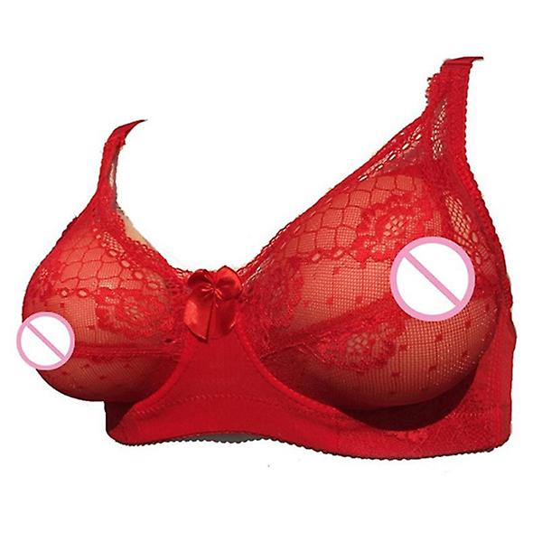 Fake Breast BH Pocket BH Silikonbröstformar Crossdressers Cosplay Prop 75c(röd)Röd Red