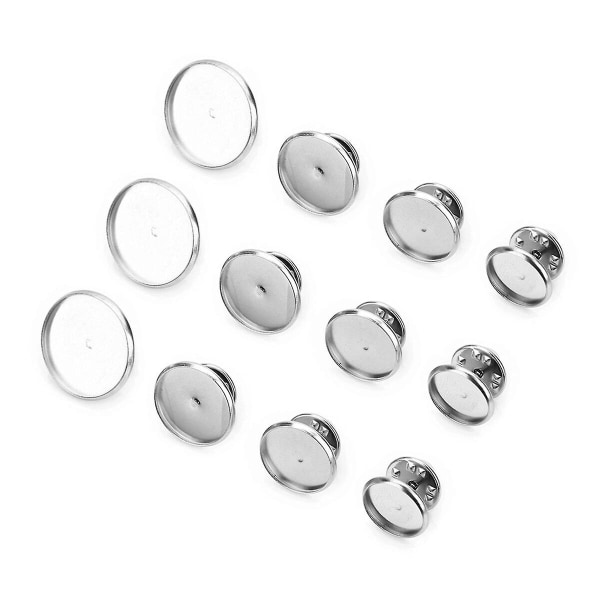 20 stk DIY Brosjetilbehør Rundt Rustfritt Stål Platestykke Spenne Merke Spenne DIY Brystpinn Bunn Silver