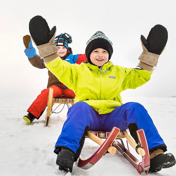 1 Par Børne Vinterhandsker Toddler Vanter Til Ski Drenge Sne Piger Vandafvisende Varme Fleece Khaki khaki