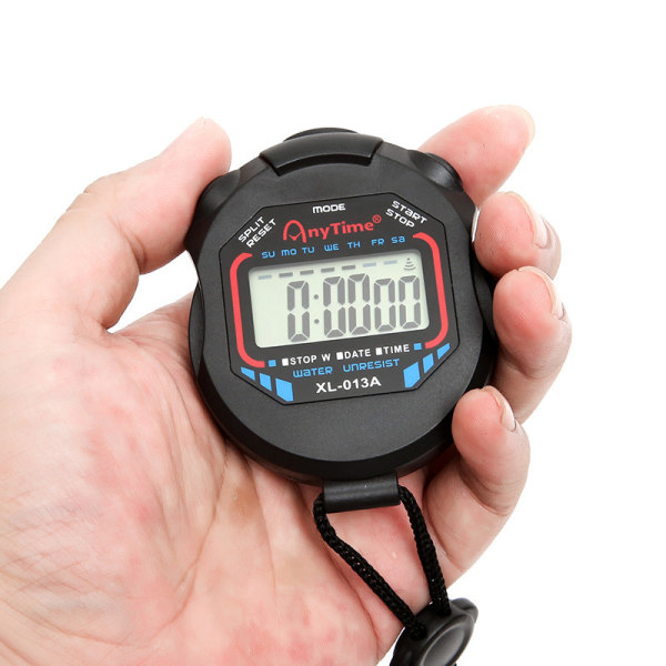 2 delar professionell digital stoppurstimer, handhållen LCD-kronograf Vattentät watch med larmfunktion för sporttränare och referent