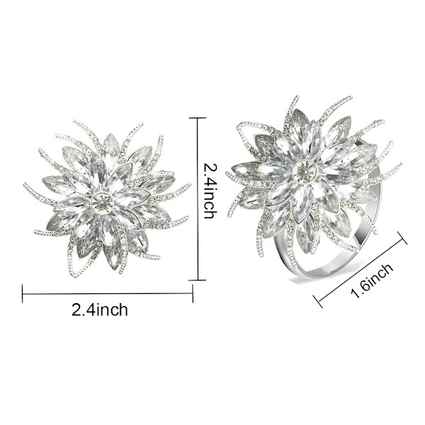 Bling Metal Servietringe Sæt af 12, Elegant Legering Diamant Snefnug Serviet Ring Dekoration Gaver til Bryllupper, Receptioner (Sølv)