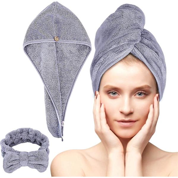 Mikrofiber Hårhandduksset - Anti-Frizz Mikrofiber Hårhandduk För Lockigt Långt Hår Torkhanddukar - Snabb Magisk Hårtork För Kvinnor