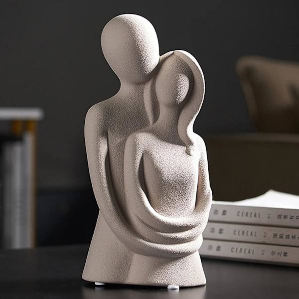 Moderne Abstrakt Keramisk Skulptur - Kontor Eller Hjemmedekor - Par - Grå