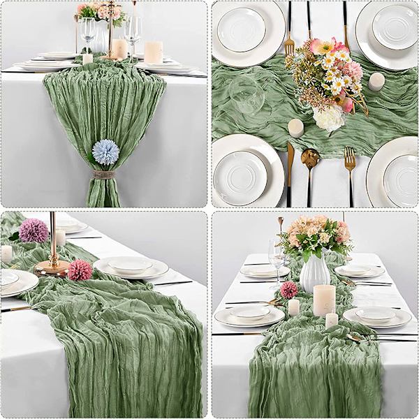 Chiffon Bordløper 90x180CM Stor Osteklut Dug Myk Midtpunkt Dug - Lysegrønn