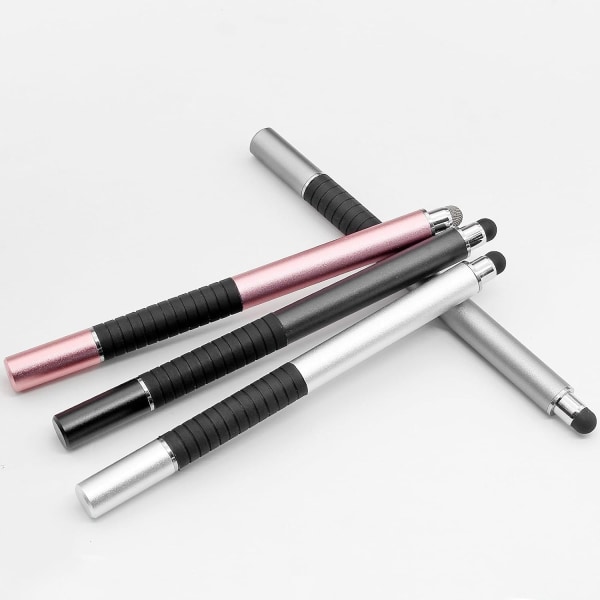 4 stk. kapasitive styluspenner 2 i 1 magnetisk disk-stylus med hette, universell berøringsskjerm-penn for iPads, nettbrett, iPhone, Android