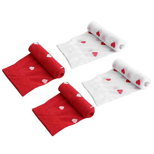2 Par Valentine's Day Strumpbyxor Kvinna Långa Strumpor Hjärtmönster Kvinna Strumpbyxor Röd 70X10CM Red 70X10CM