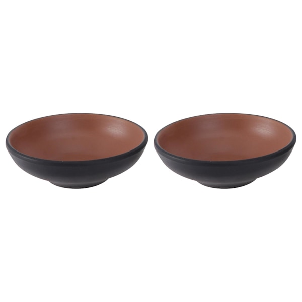 2 stk Enkle Grunne Ramen Boller Enkle Japanske Stil Matboller Kjøkkenboller Svart 9,4x9,4cm Black 9.4x9.4cm