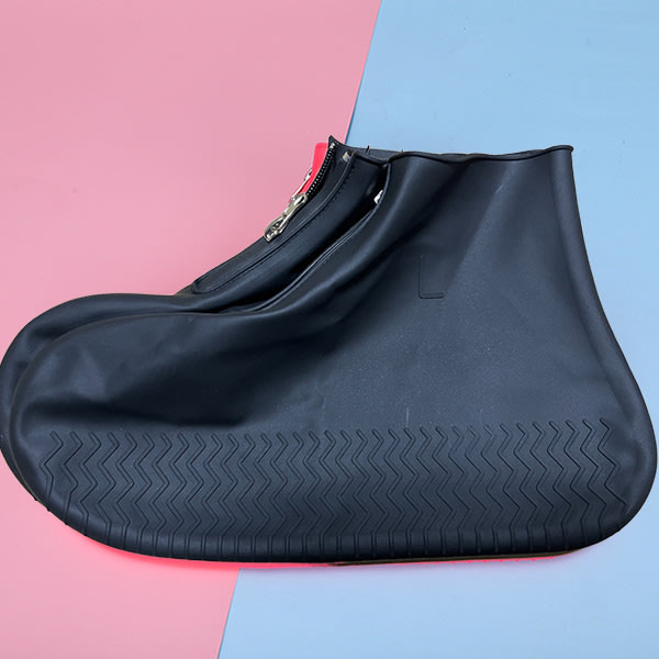 Vattentäta skoöverdrag - Uppgradera regnskoöverdrag i silikon med dragkedja Återanvändbara, vikbara halkfria, tvättbara stövelöverdrag Sko