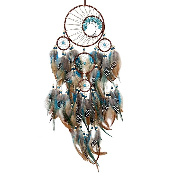 Blue Brown Feather Dream Catchers for Bedroom, Small Wall Hanging Dream Catchers for Kids Boys Girls Bedroom