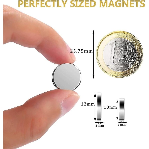 80 kylskåpsmagneter, superkraftig neodymmagnet N52 rund och permanent magnetisk platt 12 mm X 2 mm tjock