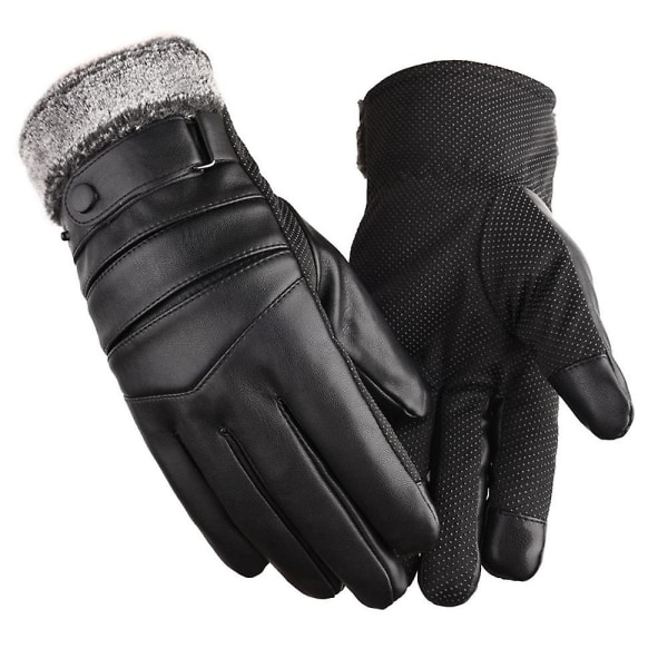 Vinter fårskinn läder körhandskar för män och kvinnor Full finger pekskärm