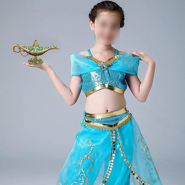 Klassisk Aladdin Magisk Genie-lampa Legend Önske-lampa Kostymlampa Metall Skuren Rökelsebrännare För Hemmet Bordsskåp Dekoration Grön green