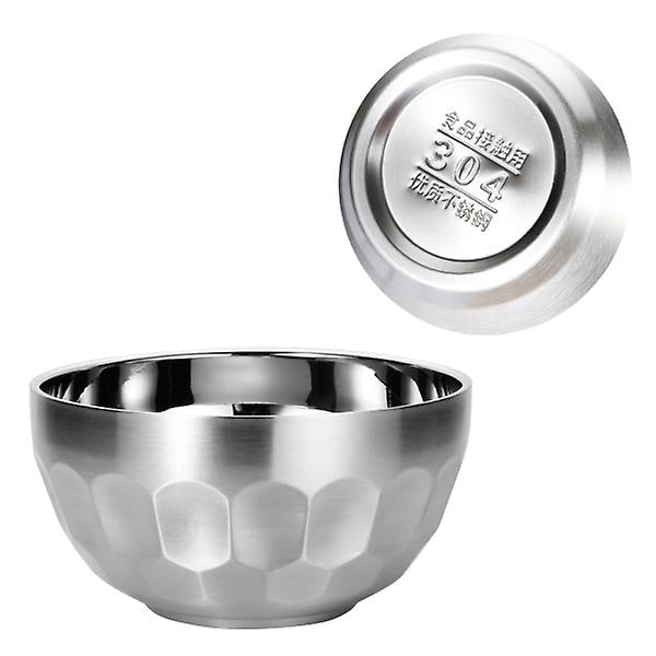 304 Rustfrit Stål Dobbeltlags Isoleret Tykk Skål Madskål Salatskål (sølv 12,9 cm)Sølv 13,8 * 13,8 CM Silver 13.8*13.8CM
