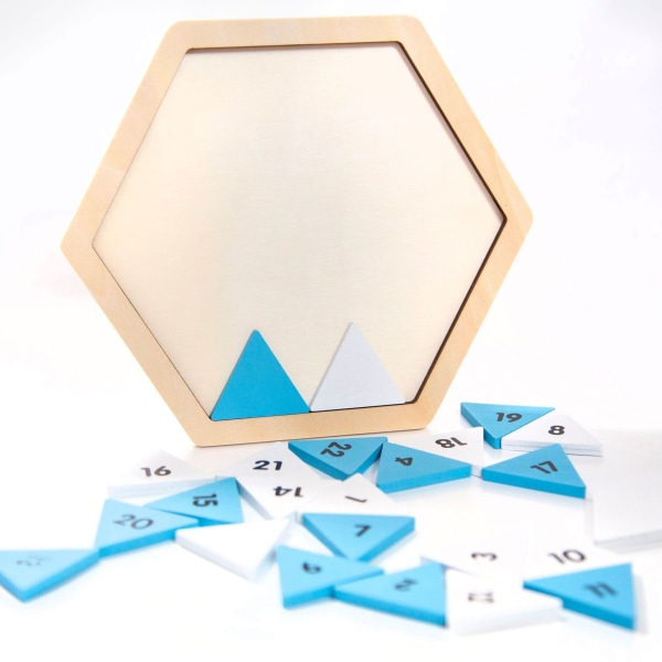 Tangram-puslespil, geometrilegetøj, sekskantet blok, sekskantet træpuslespil, puslespil til børn, Tangram hjernetrimlegetøj, pædagogisk gave til børn