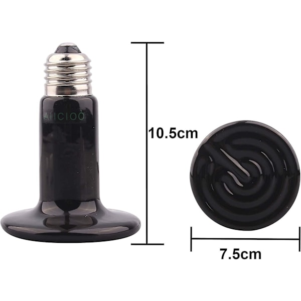 Keramisk Varmelampe til Reptiler Holdbar Infrarød Lysfri Dyrevarmelampe Firben/Kylling/Slange/Hamster E27 220-240v (75w)