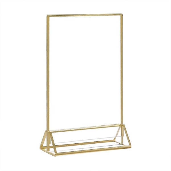 6 stk Gull Skiltstativ 4x6 Tommer Akryl Dobbeltsidig Skrivebordsdisplay Stativ Bryllup Bord Digital St