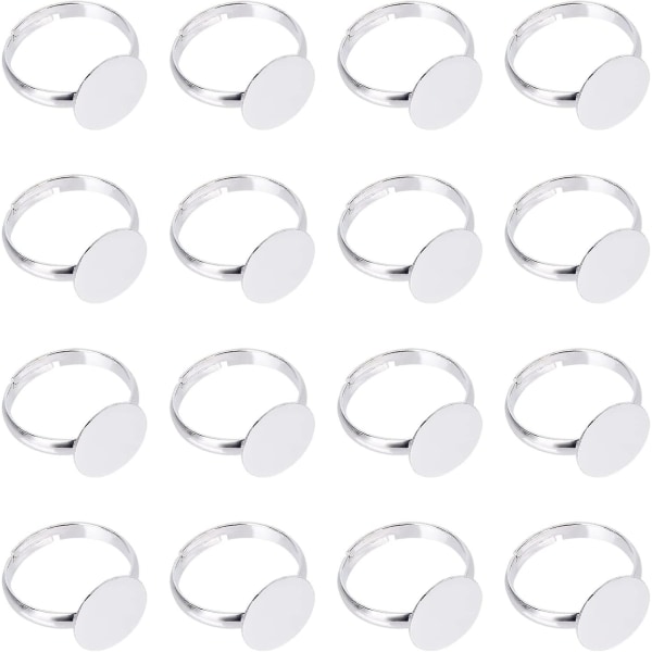 Messingpude ringbaser til ringfremstilling eller cabochons fingerringbaser Komponenter Fund, justerbar, (20 stk)
