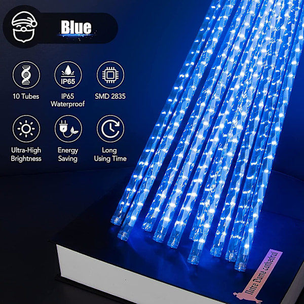 Meteorskur-lys, Julepyntlys, Feelykter, 50 cm, 10 Rør, 480 LED-lys, IP65 Vanntett, For Jule-/hage-/bryllups-/festdekorasjon
