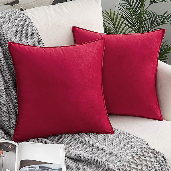 Sett med 2 bomulls putetrekk dekorative putevar med linpute for sofa soverom stue bil 45x45 cm marineblå