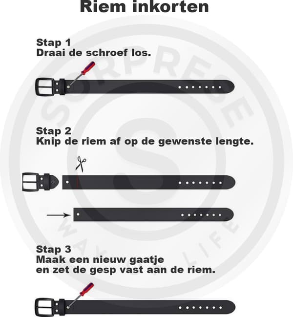 Sorprese Herrebælte i ægte læder, sort 110 cm, justerbart (kan tilpasses), 4 cm bredde, klassisk spænde til jeans og formelle bukser