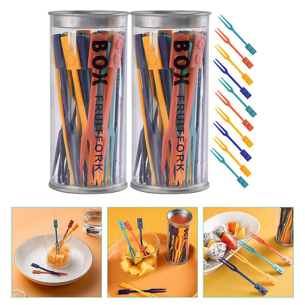 2 Förpackningar Kreativa Fruktpinnar Fruktgafflar Matpinnar Dessertkakgafflar Aptitretaregafflar 10.6X4.9X4.9cm 10.6X4.9X4.9cm