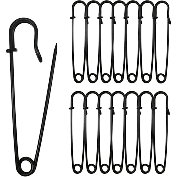 RY-30ck 7,5 cm säkerhetsnålar - för kläder, läder, canvas, filtar, hantverk, kjolar, kiltar - extra stora kraftiga säkerhetsnålar - Svarta