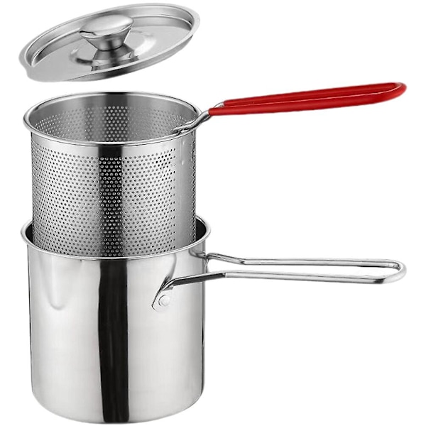 1 Set Rostfritt Stål Fritösset Metallfritös Och Korgar Djupfriteringsgryta Fritös Korg För Kök 13x12c 13x12cm