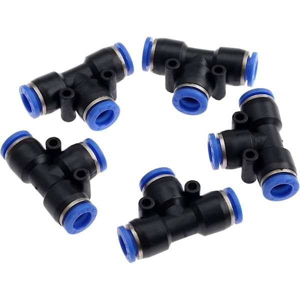 5 stk. Havevandsslange Fittings Vandhane Slangeforbindelse 3-vejs Pneumatisk Hurtigkobling Push-in-8mm Slangeforbindelse til Forbindelse af Vandledning