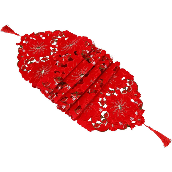 Julbordsskydd, Röd Jul Broderad Bordsskydd Broderade Blommor Bordsskydd Jul Broderad Bordsskydd för Julmiddag