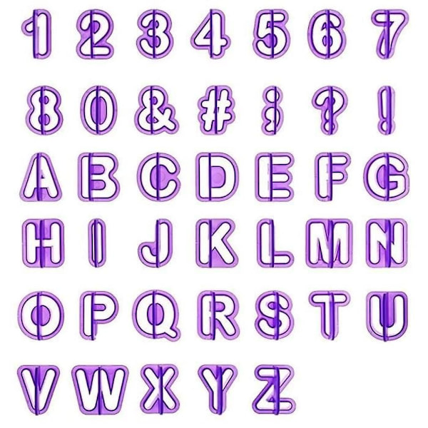 40 st Punctuationstecken Bokstäver Siffror Utstickare för Dekorering av Sockerpasta Keks Tårta