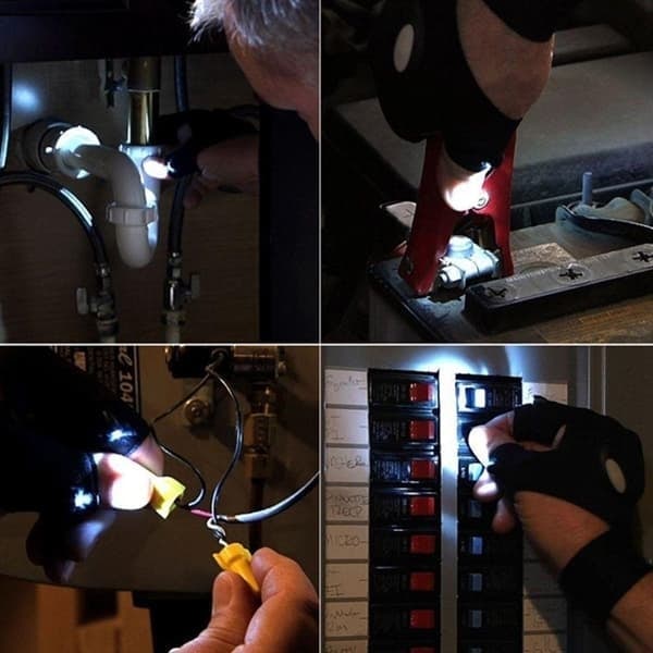 Handske med lampe - Belysning på tommel/pegefinger