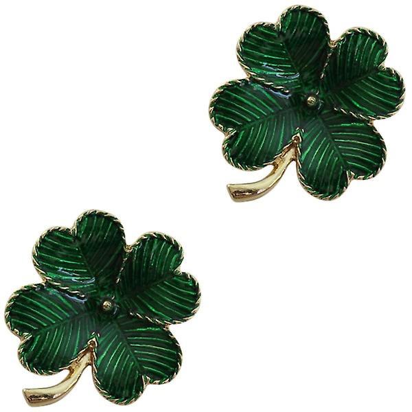 3 st Shamrock Guldpläterad Fyra-bladig Brosch Klöver Retro Lapel Nål St. Patricks Dag Tillbehör (grön) 2pcs