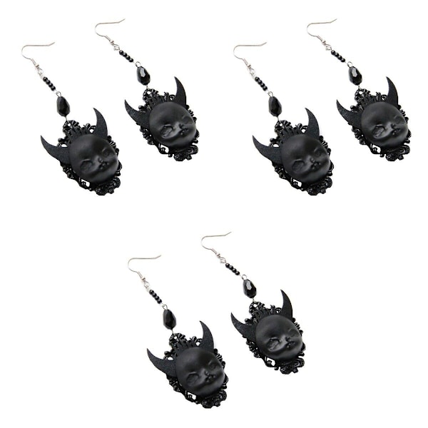 3 Par Halloween Djevel Design Ørepynt Mote Resin Party Øre Smykker 3 par 10X4CM 3 pairs 10X4CM