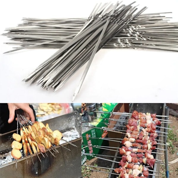 20x Grillspyd i rustfritt stål, grillspyd i rustfritt stål, Schampura, grillspyd i rustfritt stål, 35 cm_ryy