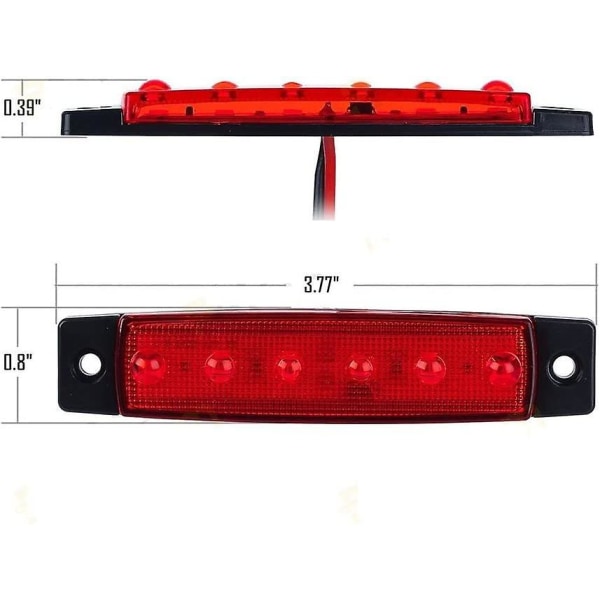 10 stk 3,8\" 6 LED Sidemarker LED Tilhenger Lastebil Markerlys, Amber Markerlys, Bakre Markerlys, Lastebilhytte Markerlys, RV Konvoi