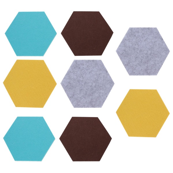 8 st Fotoanslagstavla Filt Hexagonplattor Mini Vägganslagstavla Filt Stifttavlaplattor Blandade Färger 14X12CM Assorted Color 14X12CM