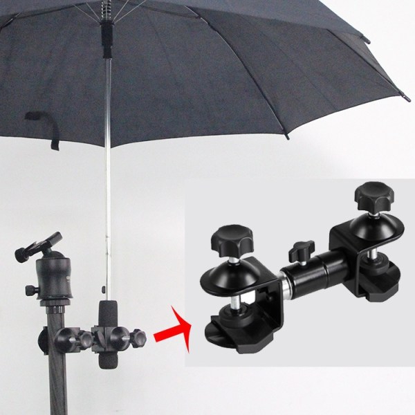 Metallinen jalustan sateenvarjopidike, ulkokameran jalustan sateenvarjopidike Metallipidike jalustan pidike valokuvaustarvike (Metal Cli