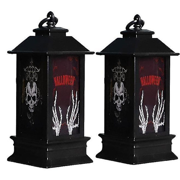 2 kpl Halloween-koristelylyhtyjä, Halloween LED-lyhtyvalot kurpitsan ja haamun muotoisina - Vintage-koristelylyhdyt jouluun ja Halloweeniin
