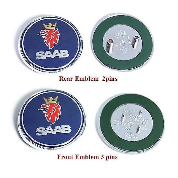 68mm 2 3 Pin Saab Auto Etuosan Konepellin Merkki Takaluukun Puskurin Tunnus Saab 9 3 9 5 9-3 9-5 Saab Emblem Tarra Lisävarusteet Yal Front Carbon_RY