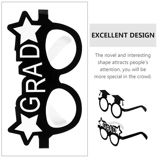 16 stk. Gradueringsfotorekvisitter Festbriller Ferier Gradueringsfestrekvisitter Svart 16X14CM Black 16X14CM