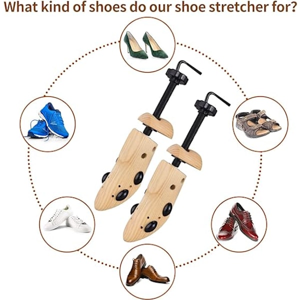 Skostretch för Män och Kvinnor, Uppgraderad Träskostretch, Ett Par Professionella 4-Vägs Justerbara Skostretch med Längd och Bredd