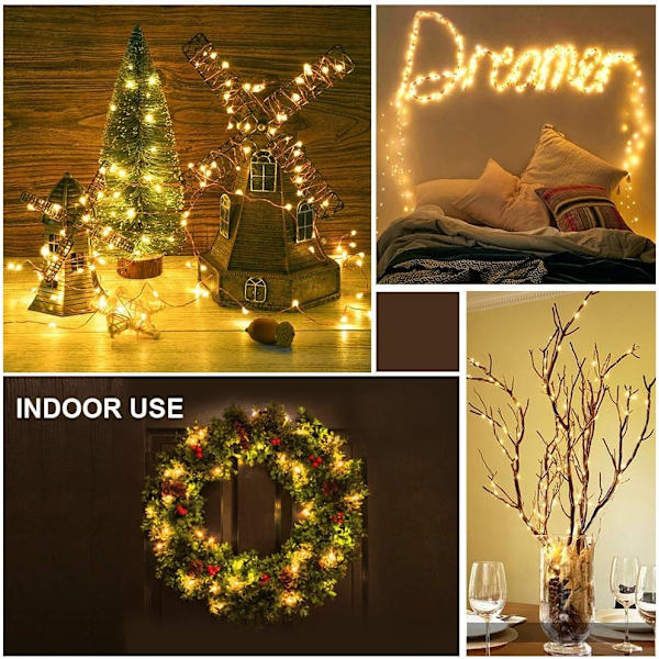 LED8 Vattentäta Batterilåda Fairy Lights, Juldekorationer Utomhus Ljuskedja, 10 Meter 100 Ljus 8 Funktioner Vattentät Batterilåda