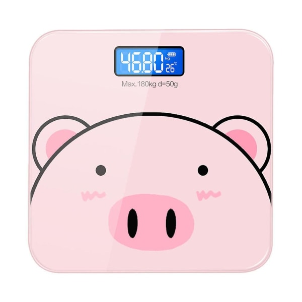 1 st Cartoon Home Health Body Scale Elektronisk kroppsvikt (USB laddning) Rosa26X26CM Pink 26X26CM