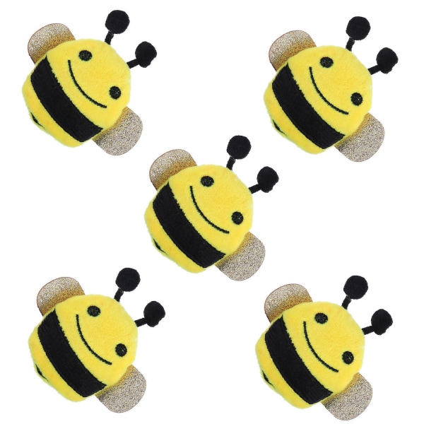 5-pack Kattleksaker i Plysch med Cartoon-Bi-Form, Interaktiv Leksak för Katter, Gul, 9X8X2CM Yellow 9X8X2CM