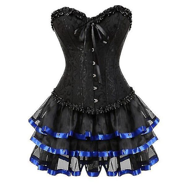 Seksikäs Korsettimekko Naisille Pluskokoinen Kostyymi Yläosa Burleske Korsetti Ja Minimekkosetti Tutu Corselet4XLSininen 4XL Blue