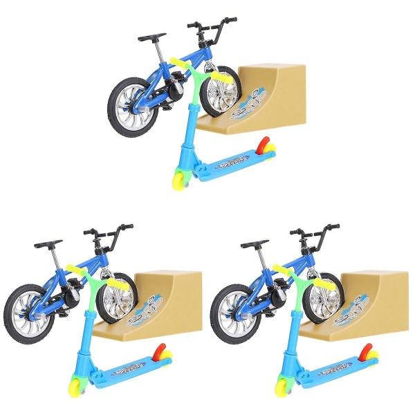 3 Sæt Mini Finger Legetøj Fingercykel Scooter Rampe Fingerspids Sports Legetøj Hjem Decor3 Sæt9.7X6.2X3.8C 3 Sets 9.7X6.2X3.8CM