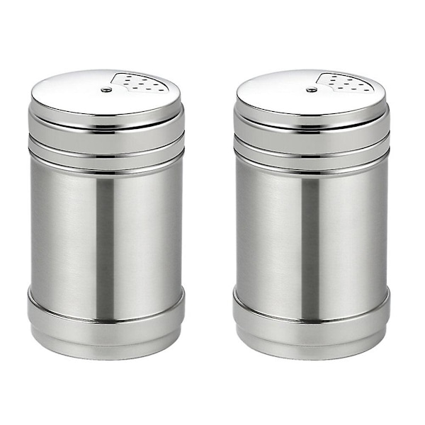 2 st. Rostfria Stål Shakers Kryddburkar Kryddburk Små Shakers Kökskryddburk Dredge Silver 6.5X6.5X11CM
