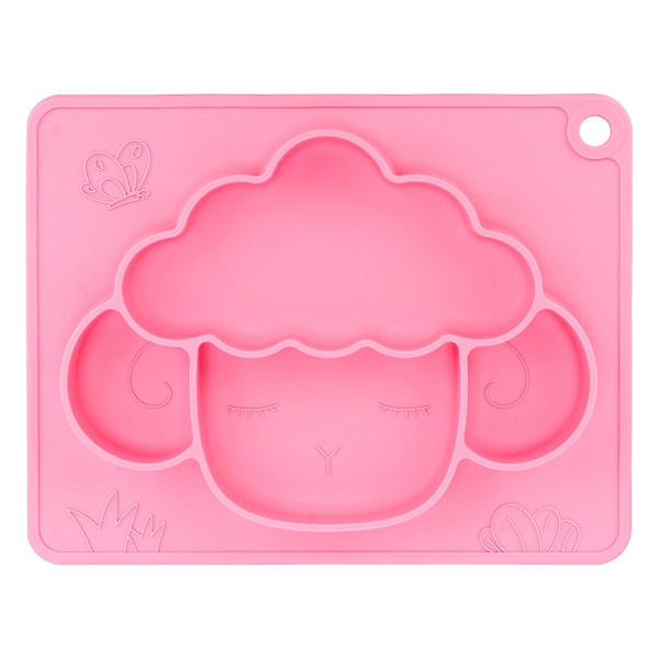 Barn Silikon Tallrik Djurform Mat Skål Silikon Gel Rätter Med Sugkoppar Rosa 23X18.3X3cm Pink 23X18.3X3cm