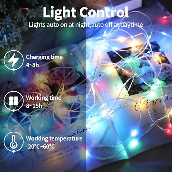 100LED Solcelled Kobbertrådstrenglys Udendørs Vandafvisende Lysstreng Have Julepynt Lysfarve