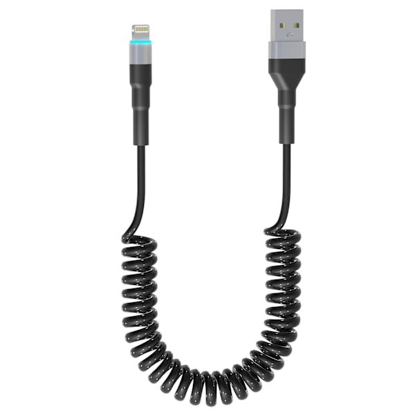 5ft Spiralformad Lightning-kabel Kompatibel Kort USB till Lightning Apple CarPlay-kabel med Data Synkronisering och LED, Inbyggd Laddningskabel för iPhone/iPad/iPod